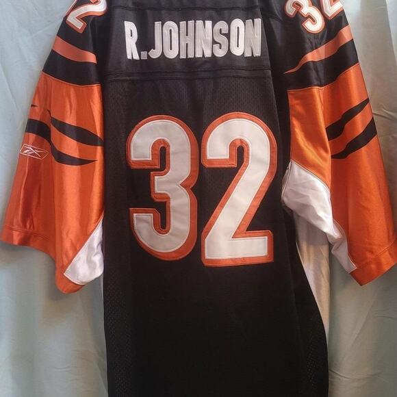 VTG Reebok Rudi Johnson Cincinnati Bengals Black and Orange Equipment Jersey - Picture 7 of 7